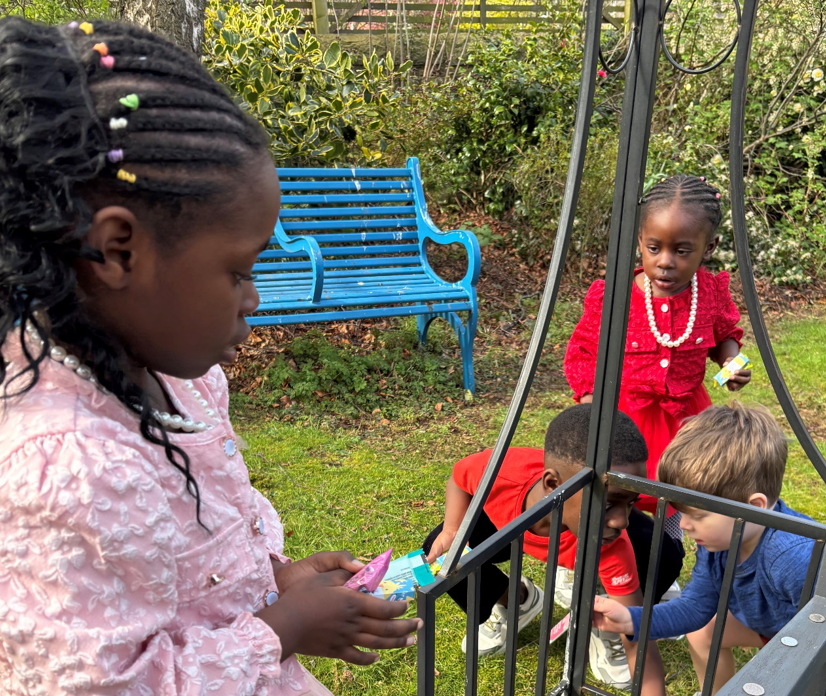 Ferrylee Easter Picrured are four children, two boys and two girls hunting for Easter eggs in a garden